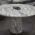 White Round Marble Dining Table Example