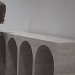 Close up of Travertine Console Table