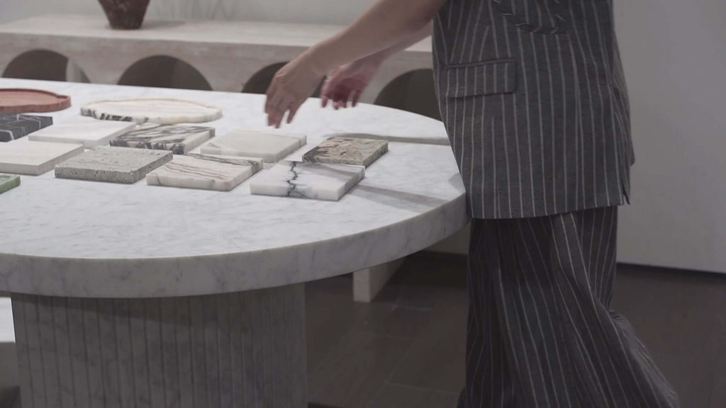 Close Up of Marble Selection for Tables