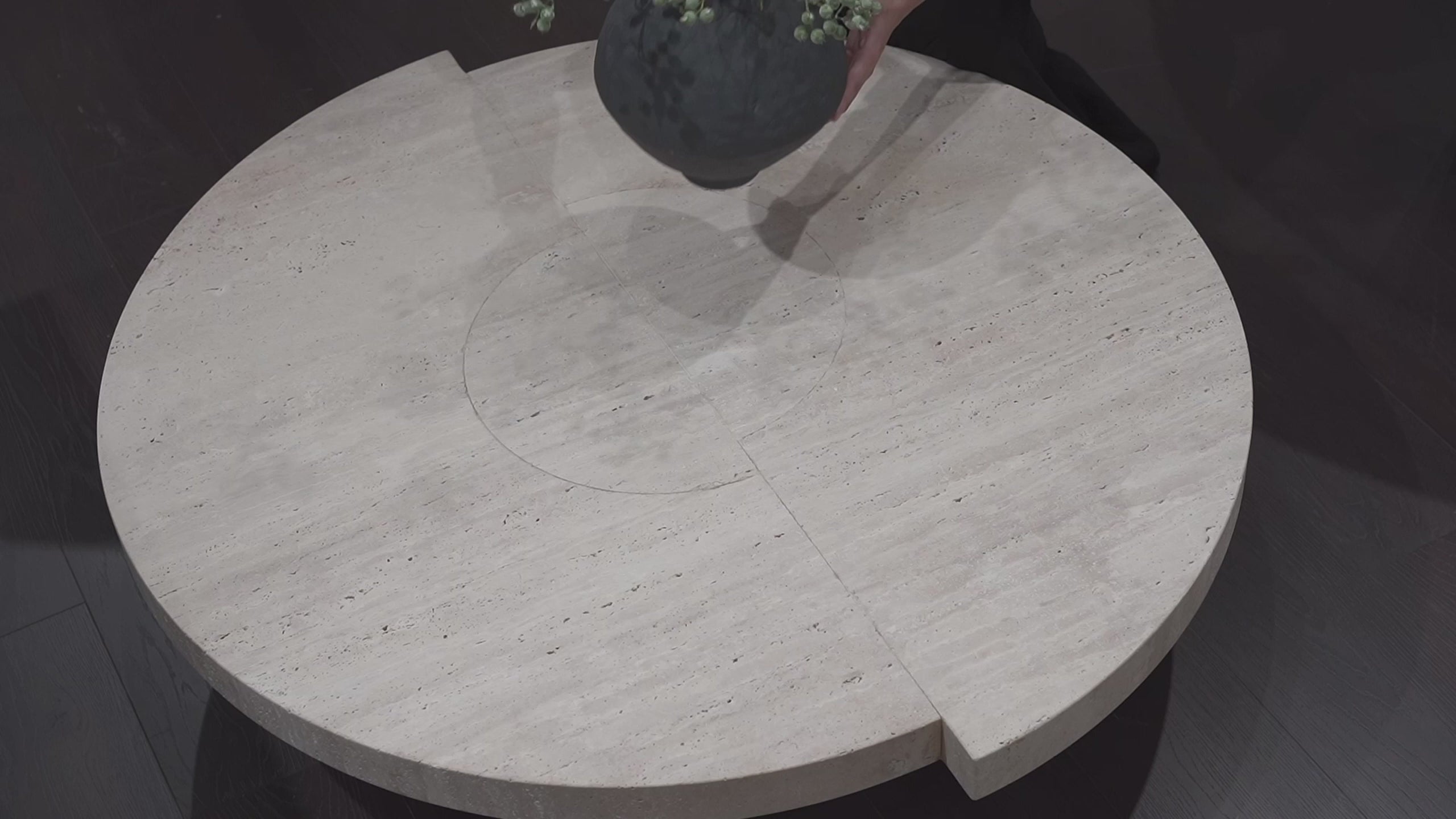 Close up of Travertine Coffee Table