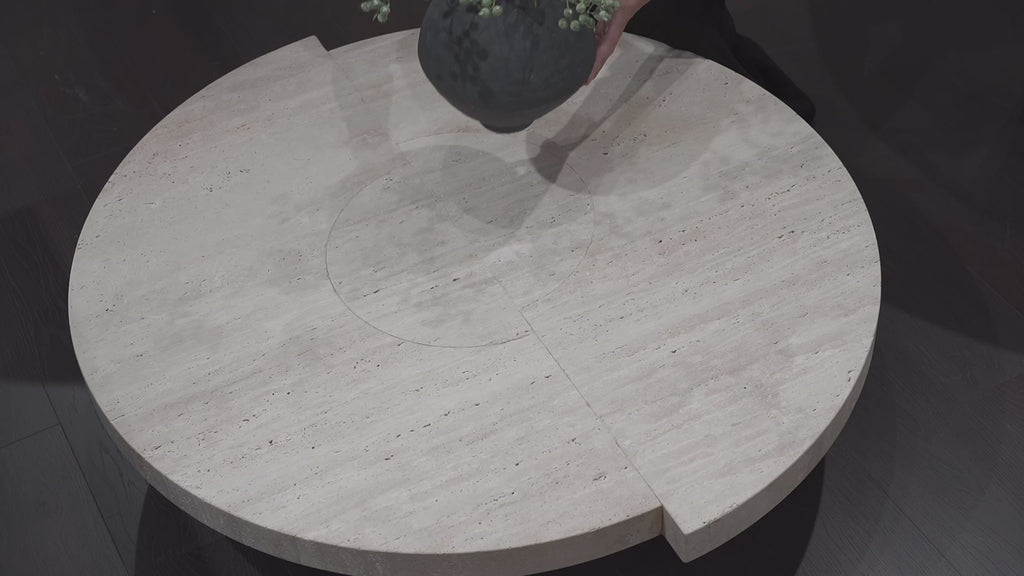 Close up of Travertine Coffee Table